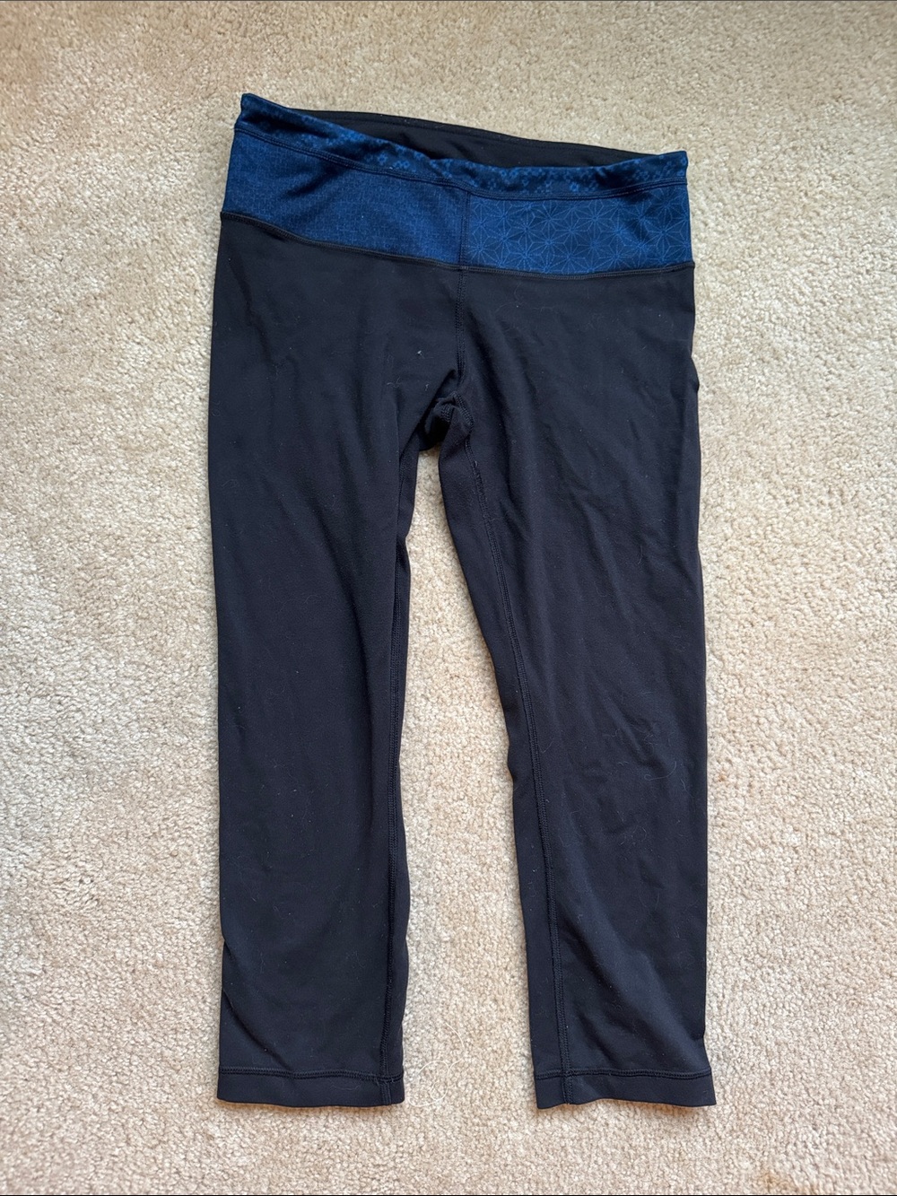 Lululemon Capri Leggings with Navy Waistband